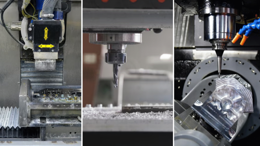 infographic explaining the CNC milling process, applications, and types of milling machines – MYT Machining
